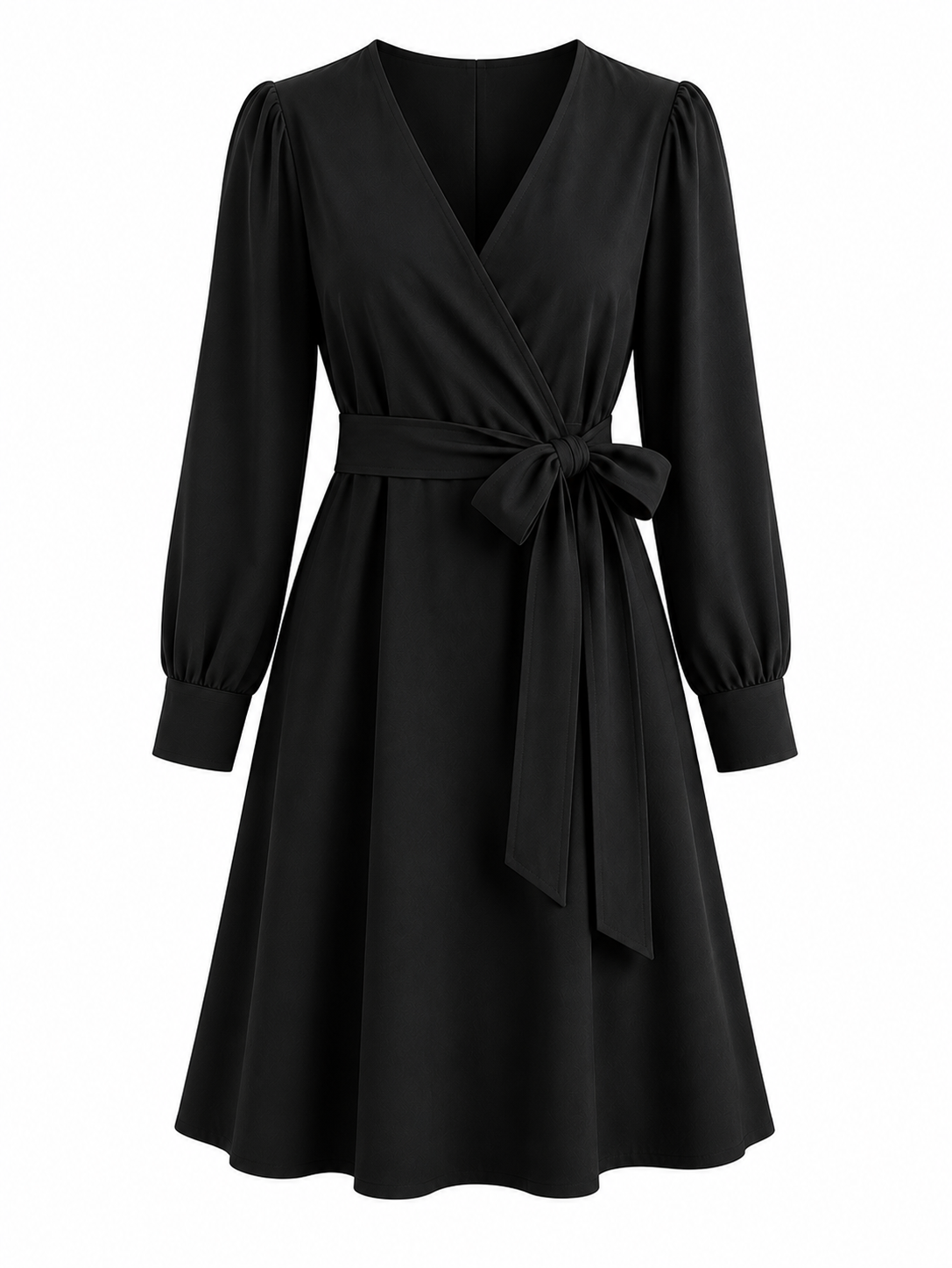 Elegant Long Sleeve Wrap Dress - Image 4