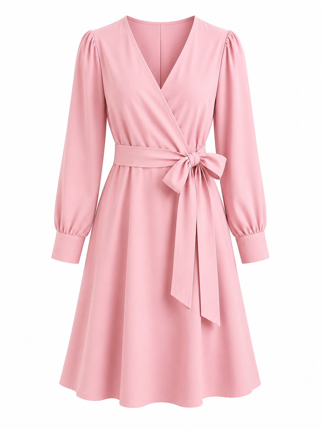 Elegant Long Sleeve Wrap Dress - Image 3